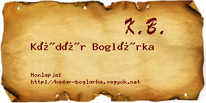 Kádár Boglárka névjegykártya